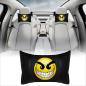 Preview: Auto Nackenkissen 20x30cm Nackenpolster Leder Schwarz mit Druck Design Smiley